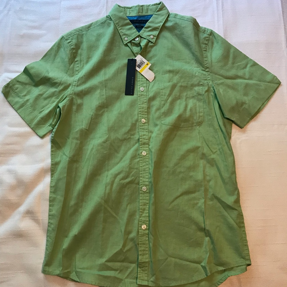 Perry Ellis- Mens Button Up Short Sleeve shirt NWT